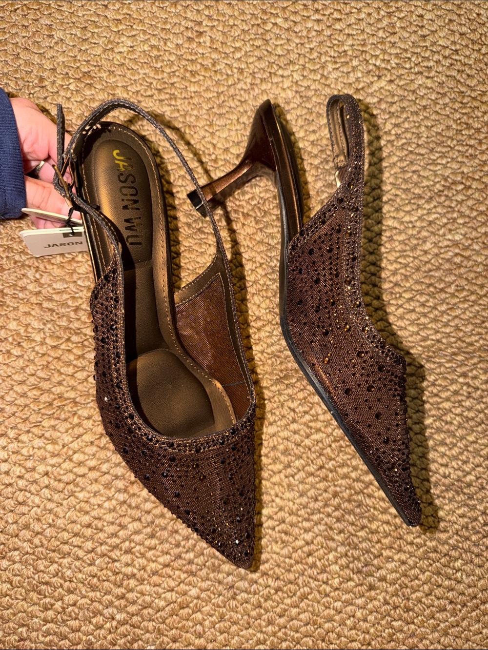Jason Wu Brown Aries Embellished Slingback Heels